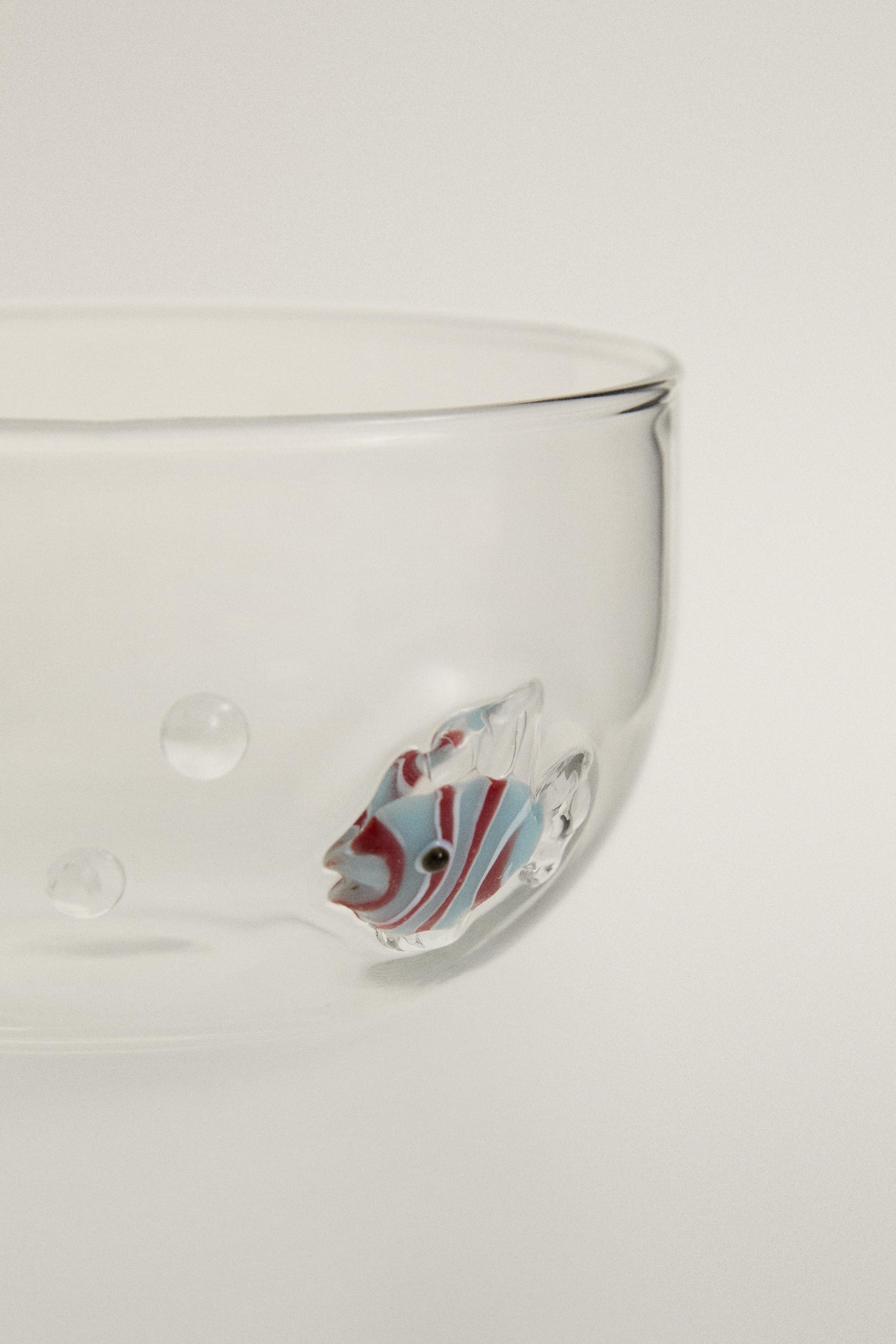 BOL EN BOROSILICATE MOTIF POISSON ET BULLES
